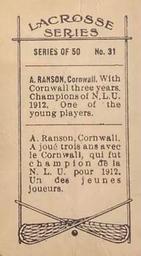 1912 Imperial Tobacco C61 #31 A. Ranson Back